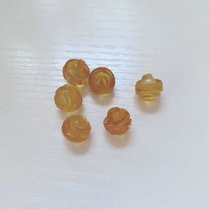 Set of 6 Vintage Yellow Rosebud Buttons